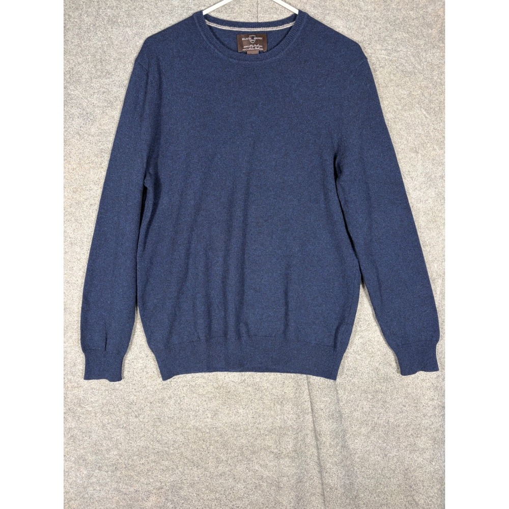 Black Brown 1816 Mens 100% 2-Ply Cashmere Crewneck Sweater Navy Blue Large